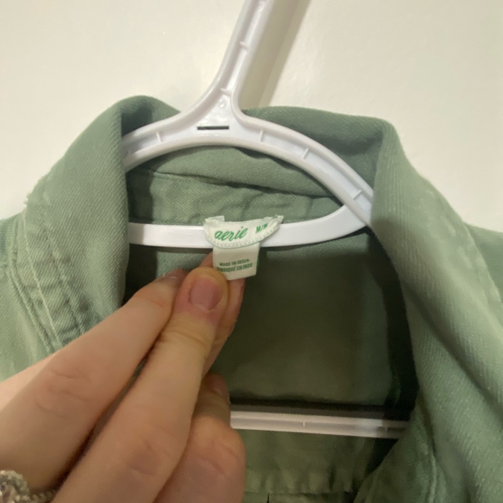 Aerie  Green Collared Shirt Medium - Picture 2 of 3